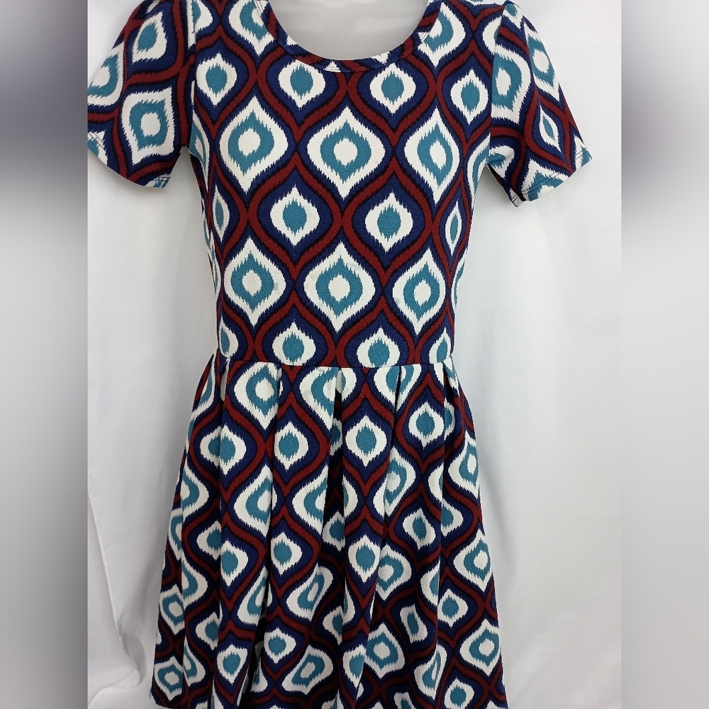 2/$30 LuLaRoe Patchwork Geometric Puff Sleeve Mini Dress (#1,110)‎